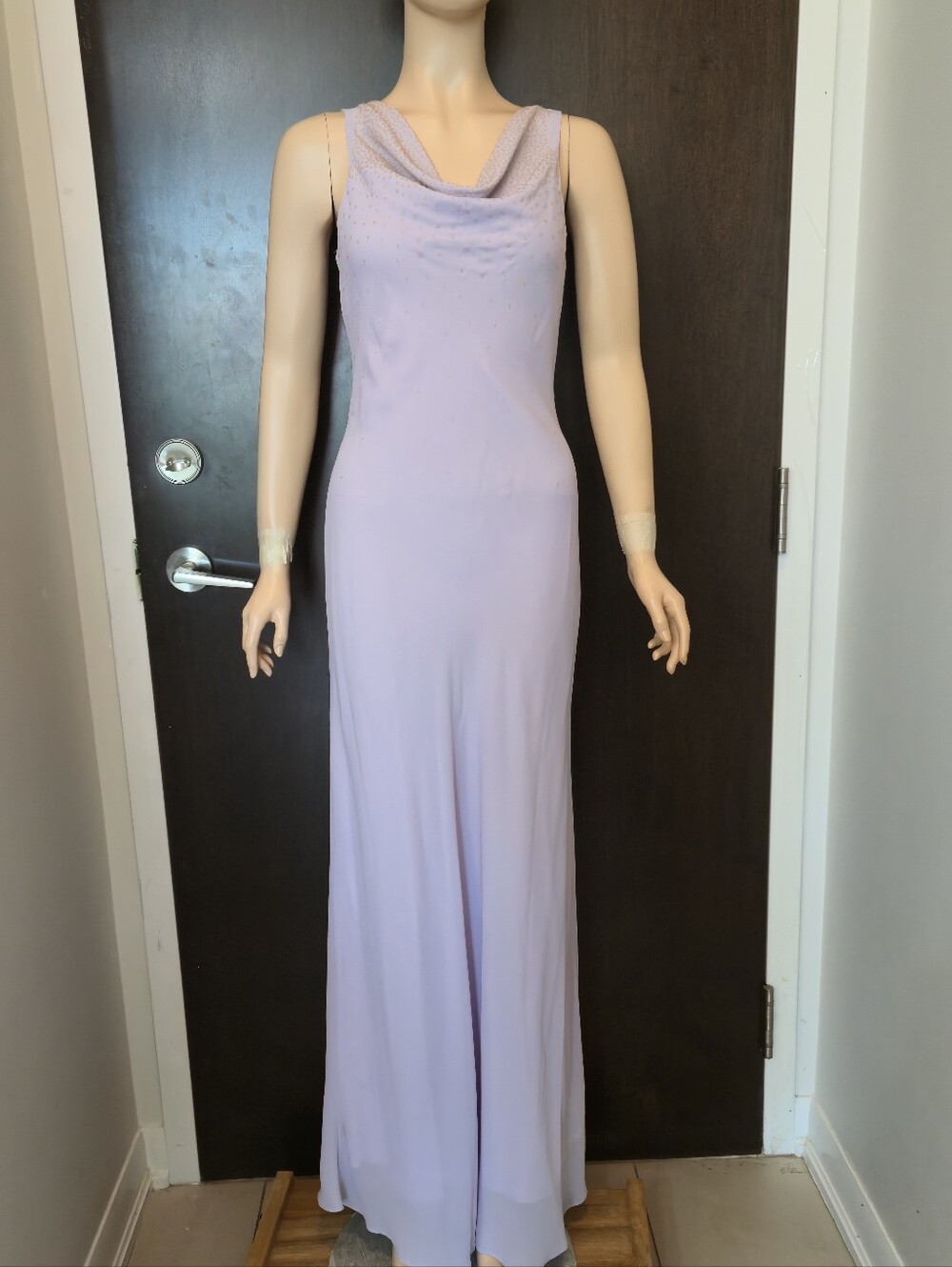 Chica's Lilac Formal/ Prom Cowl Neck  Gown 63 Inch Long Size M Made In USA